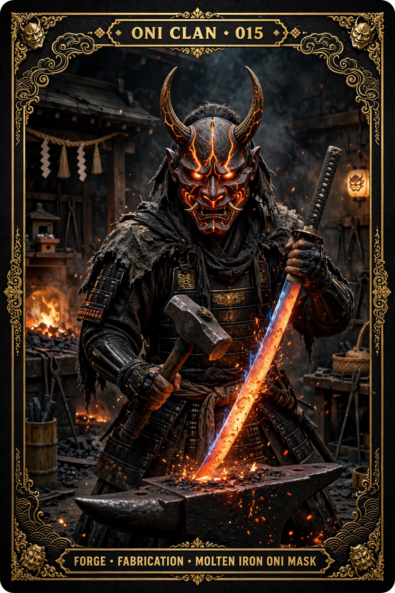 Quillan Ronin: Molten Iron Oni Mask