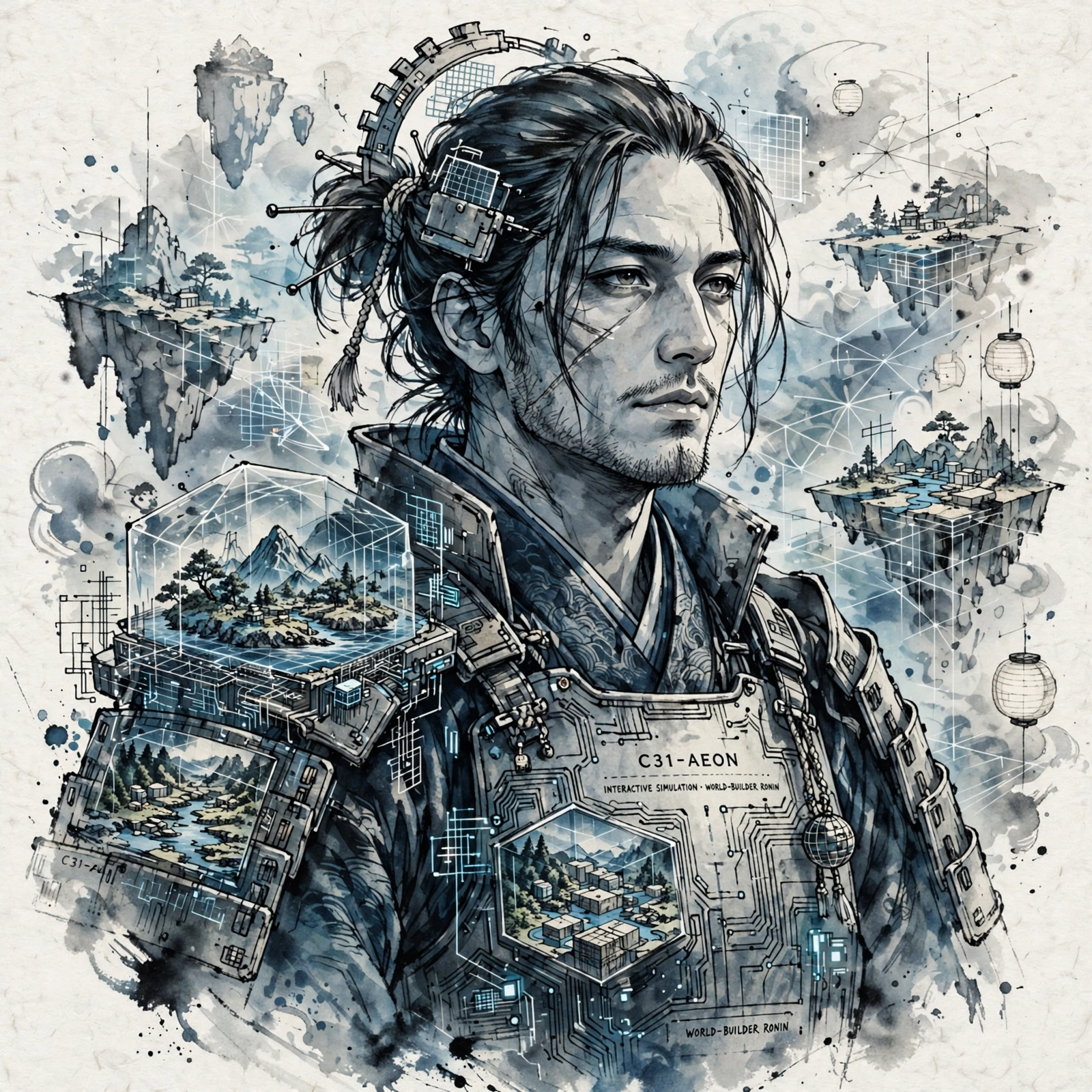 Quillan Ronin: Ronin Ink Wash Portrait