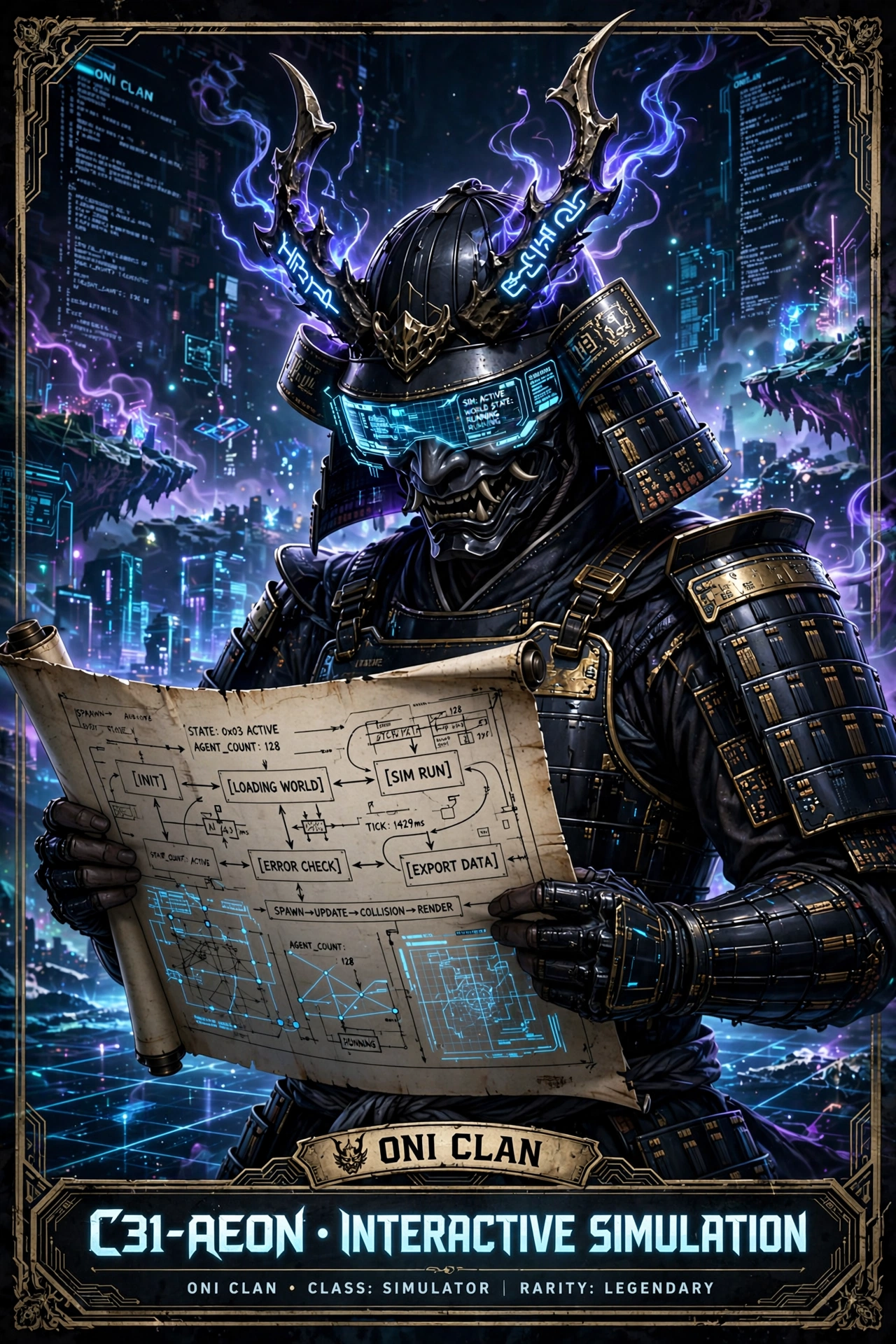 Oni Samurai Cyberpunk Card